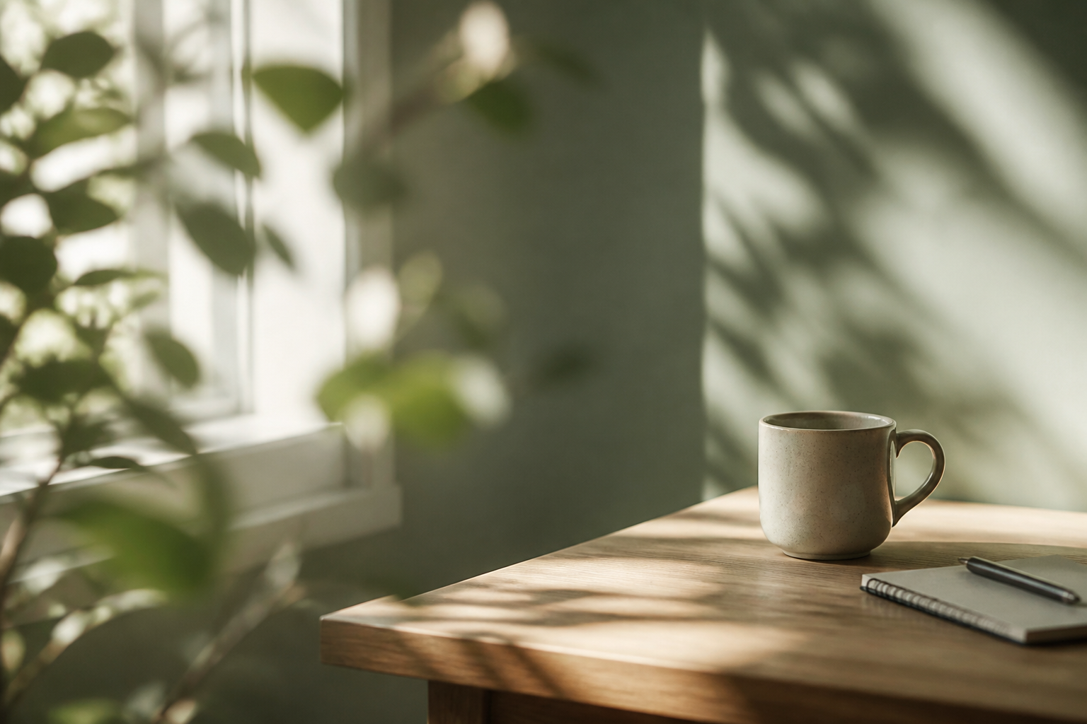 Serene coaching workspace atmosphere